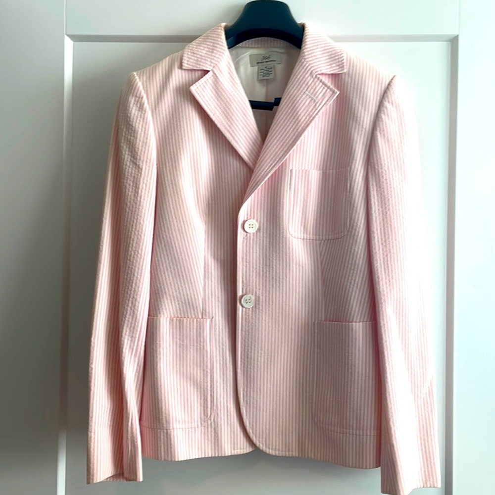 Pink and White Seersucker Brooks Brothers Jacket Size 8
